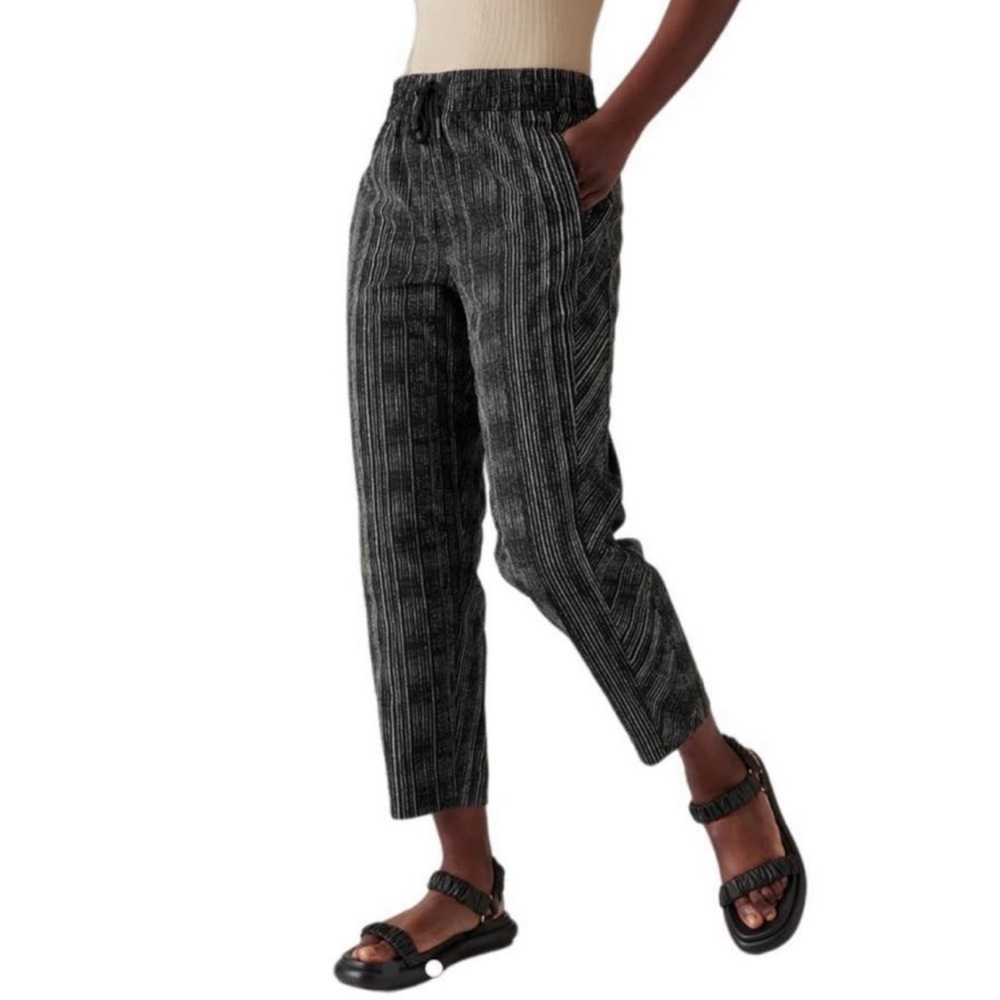 Athleta Arrival Black Stripe Pant, 6